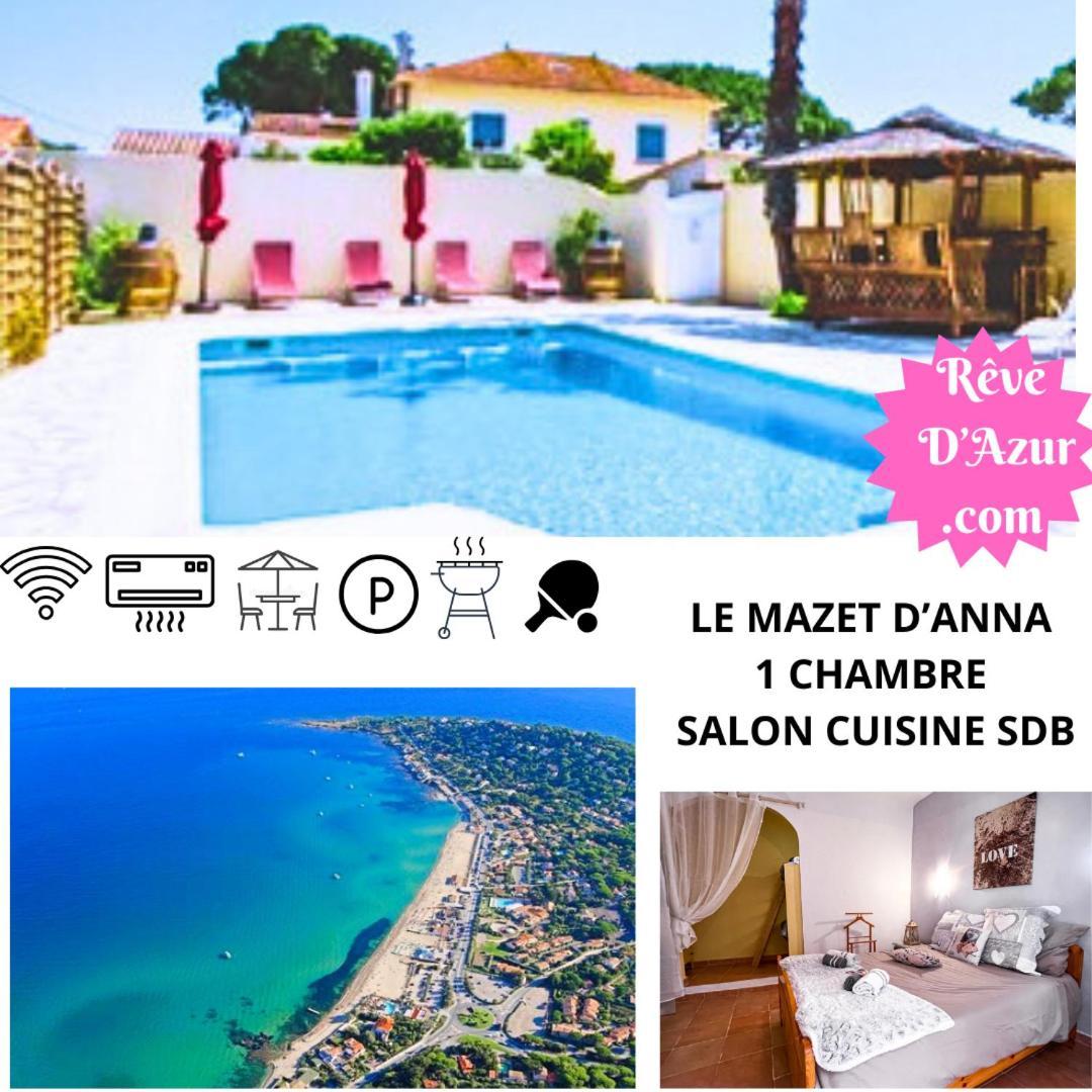 Reve D'Azur, Mazet En Bord De Mer, Parking, Piscine Partagee, Terrasse Bbq & Draps Inclus La Nartelle, 1 Salon, 1 Chambre, 1 Cuisine , 1 Sdb Sainte-Maxime Eksteriør billede